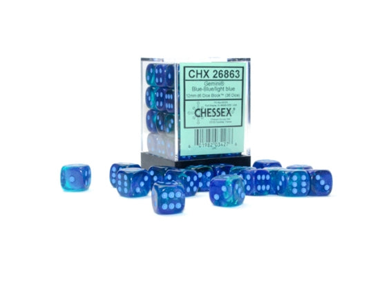 36 Gemini Blue-Blue/light blue 12mm D6 Dice Block - CHX26863