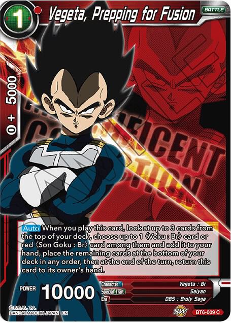 Vegeta, Prepping for Fusion (Magnificent Collection) [BT6-009]