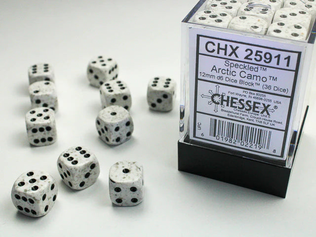 36 12mm Speckled Arctic Camo D6 Dice Block - CHX25911