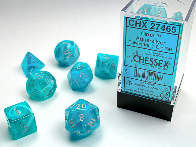 Cirrus Aqua/silver Polyhedral 7-Dice Set CHX 27465