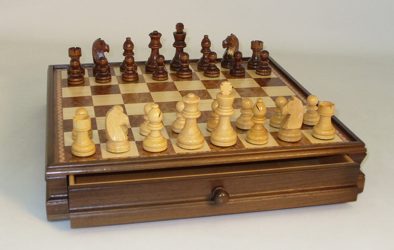 Wooden Inlaid Drawer Chest Chess Set