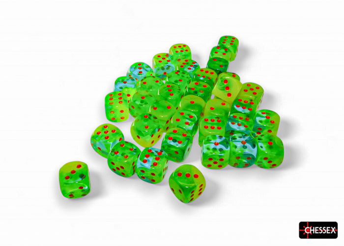 36 Gemini Plasma Green-Teal w/ Orange 12mm D6 Set - CHX26870
