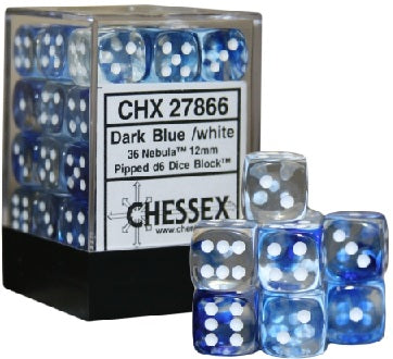 36 Nebula Dark Blue/White 12mm D6 Dice Block - CHX27866