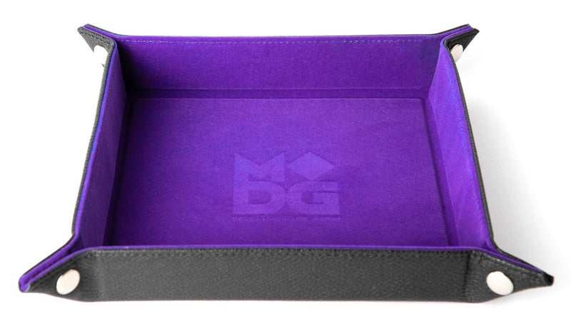 Folding Square Velvet Dice Tray - Purple