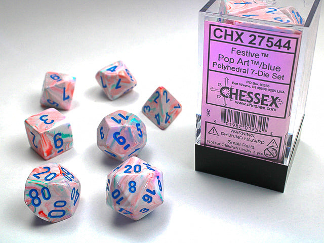 Festive Pop Art/blue Polyhedral 7-Die Set - CHX27544