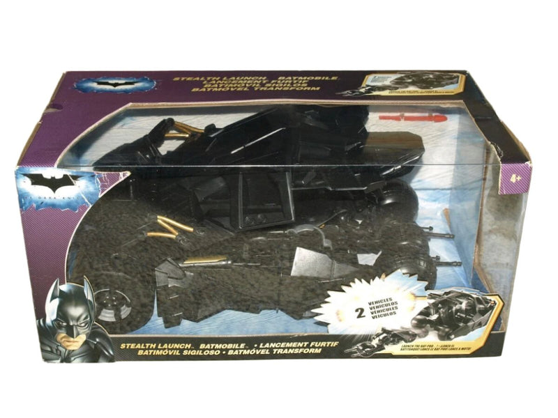 The Dark Knight Batman Stealth Launch Batmobile and Attack Bat-Pod (open packaging)