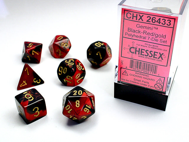 Gemini Black-Red/gold Polyhedral 7-Die Set - CHX26433