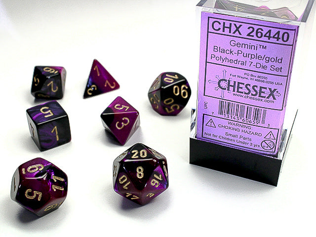 Gemini Black-Purple/Gold Polyhedral 7-Die Set - CHX26440