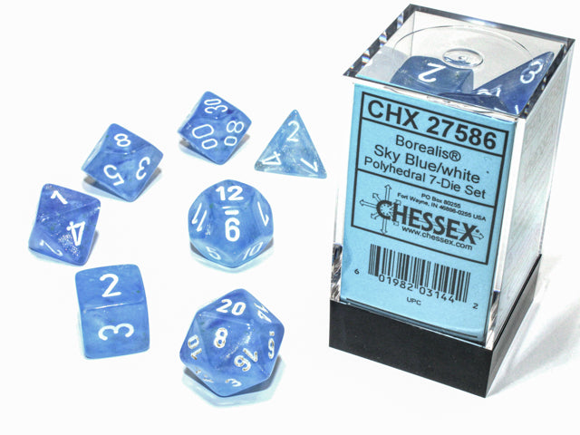 7 Borealis Sky Blue/White Polyhedral Set - CHX 27586