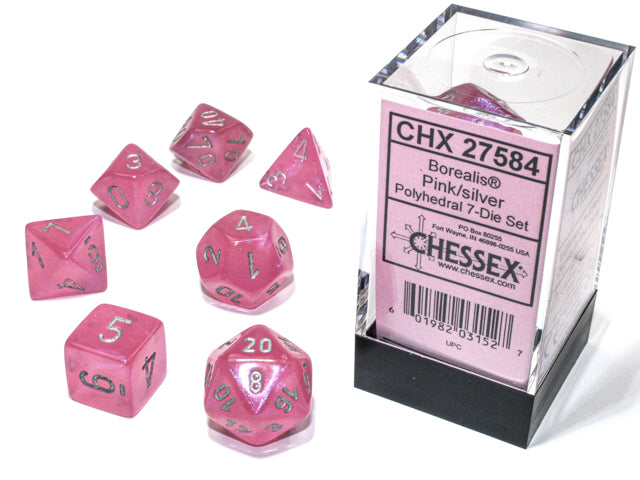 Borealis Pink/Silver Polyhedral 7-Die Set - CHX27584