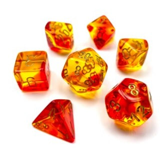 Gemini Translucent Red-Yellow/Gold Polyhedral 7-Die Set CHX26468