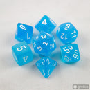 Frosted Caribbean Blue/white Polyhedral 7-Dice Set CHX27416