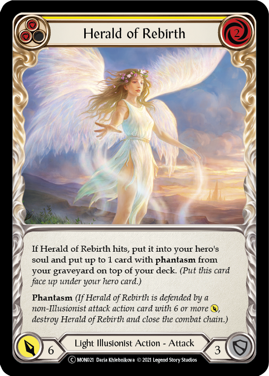Herald of Rebirth (Yellow) (Rainbow Foil) [U-MON021-RF] Unlimited Rainbow Foil