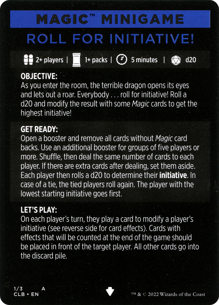 Roll for Initiative! (Magic Minigame) [Commander Legends: Battle for Baldur's Gate Minigame]