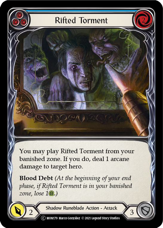 Rifted Torment (Blue) (Rainbow Foil) [U-MON179-RF] Unlimited Rainbow Foil