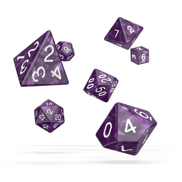 Oakie Doakie Dice - RPG Set Marble Purple