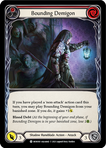 Bounding Demigon (Red) (Rainbow Foil) [MON168-RF] 1st Edition Rainbow Foil