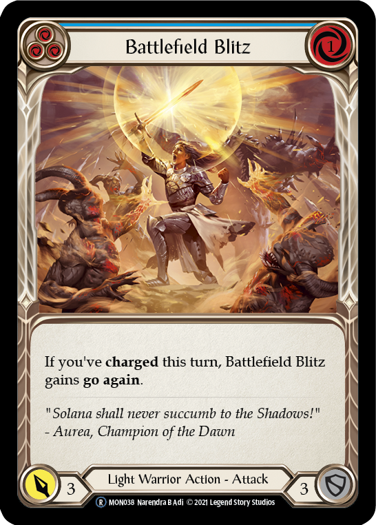 Battlefield Blitz (Blue) (Rainbow Foil) [U-MON038-RF] Unlimited Rainbow Foil