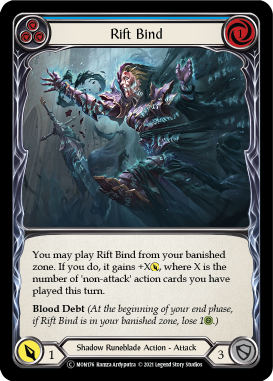 Rift Bind (Blue) (Rainbow Foil) [U-MON176-RF] Unlimited Rainbow Foil
