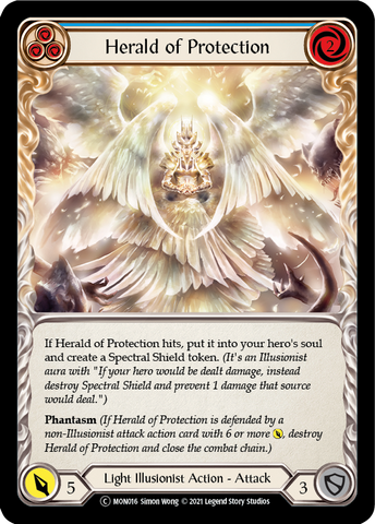 Herald of Protection (Blue) (Rainbow Foil) [U-MON016-RF] Unlimited Rainbow Foil