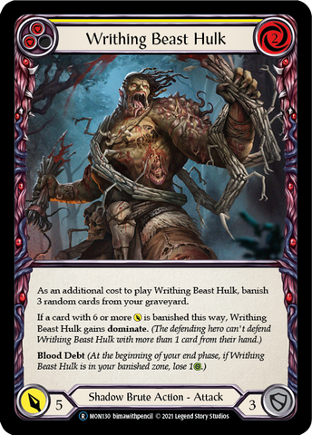 Writhing Beast Hulk (Yellow) (Rainbow Foil) [U-MON130-RF] Unlimited Rainbow Foil