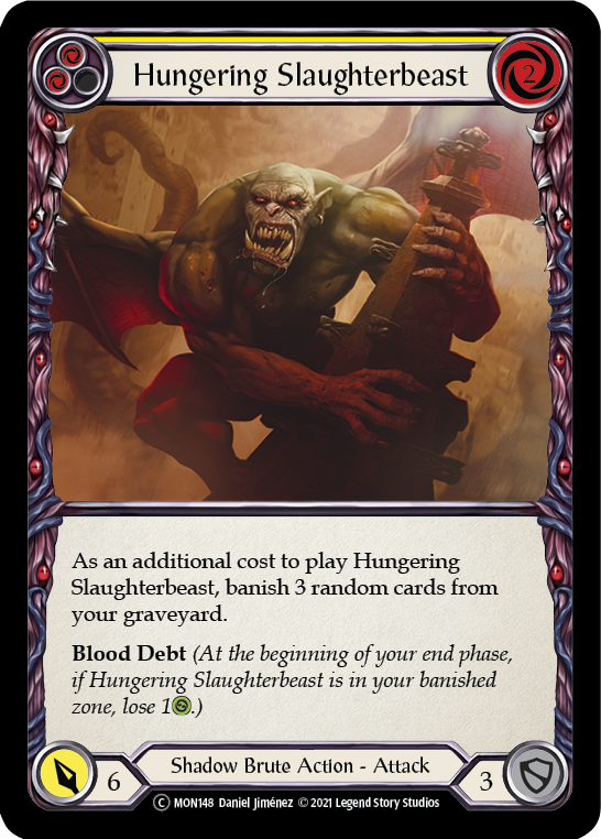 Hungering Slaughterbeast (Yellow) (Rainbow Foil) [U-MON148-RF] Unlimited Rainbow Foil