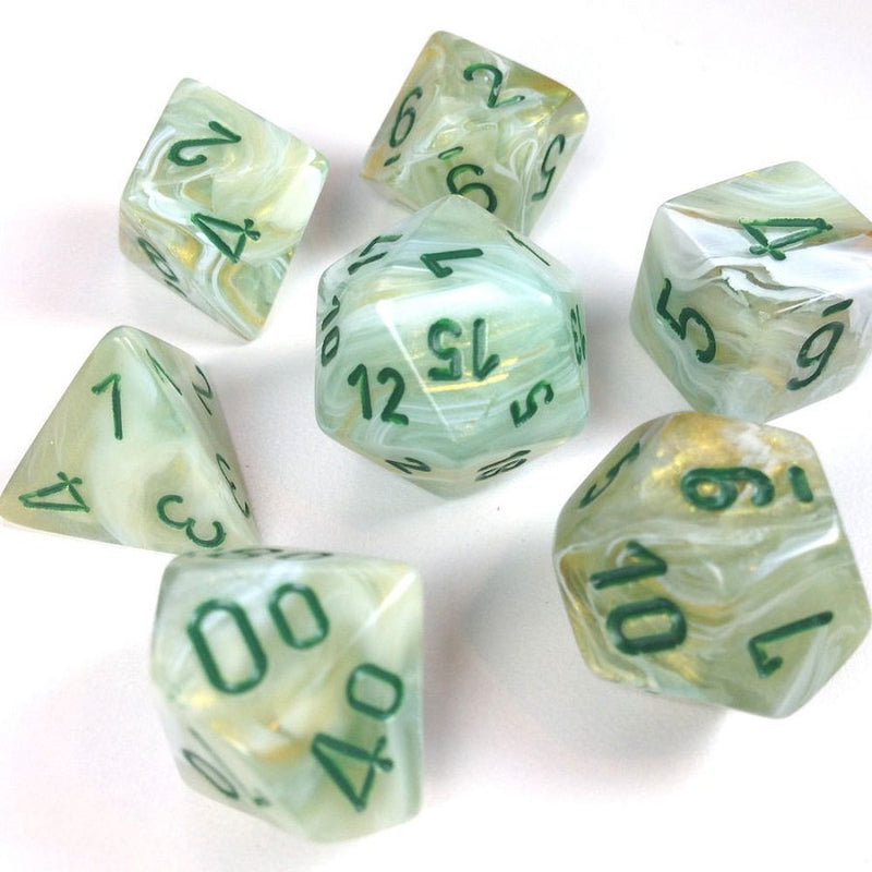 Marble Green/dark green Polyhedral 7-Die Set CHX27409