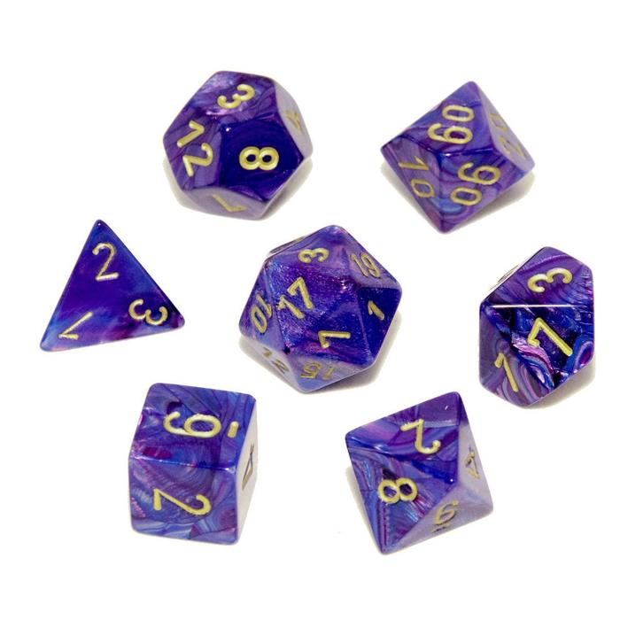 Lustrous Purple/gold Polyhedral 7-Dice Set CHX 27497