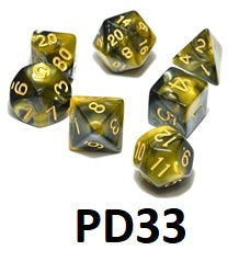 Marble Dice Set: Yellow/Black PD33