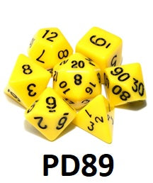 Opaque Dice Set: Yellow/Black PD89