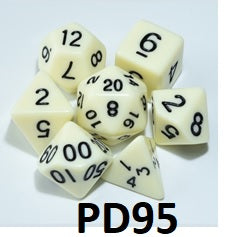 Opaque Dice Set: Ivory/Black PD95