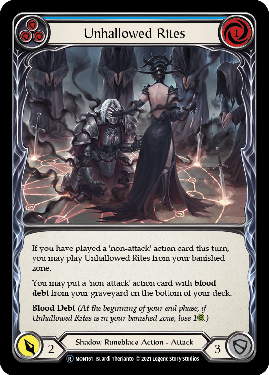 Unhallowed Rites (Blue) (Rainbow Foil) [U-MON161-RF] Unlimited Rainbow Foil