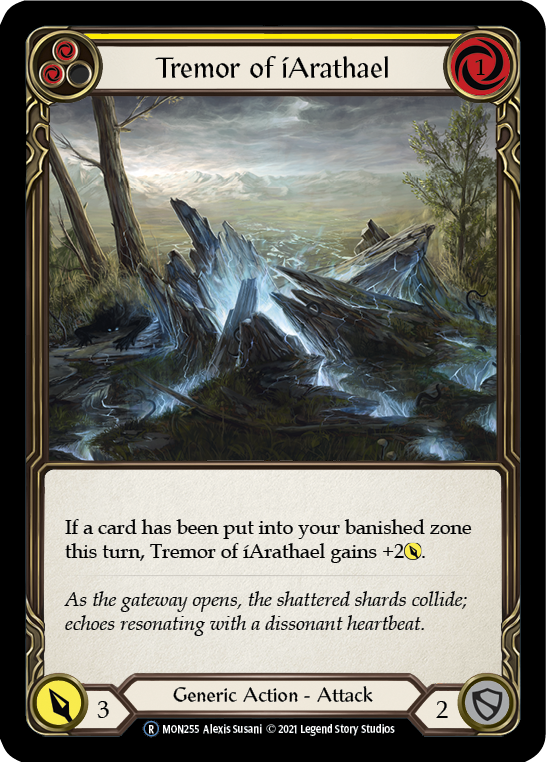 Tremor of iArathael (Yellow) (Rainbow Foil) [U-MON255-RF] Unlimited Rainbow Foil