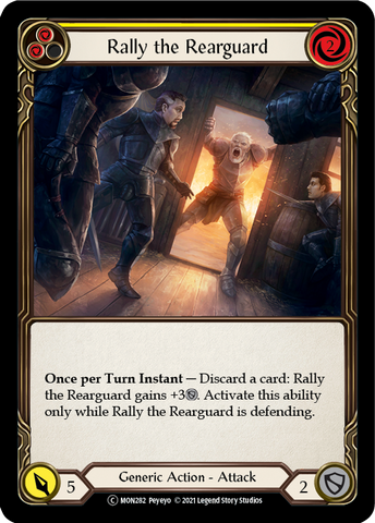 Rally the Rearguard (Yellow) (Rainbow Foil) [U-MON282-RF] Unlimited Rainbow Foil
