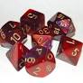 7 Gemini Purple-Red/ Gold Mini-Polyhedral Set - CHX 20626