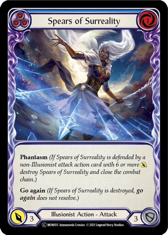 Spears of Surreality (Blue) (Rainbow Foil) [U-MON103-RF] Unlimited Rainbow Foil