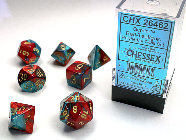 Gemini Red-Teal/Gold Polyhedral 7-Die Set - CHX26462