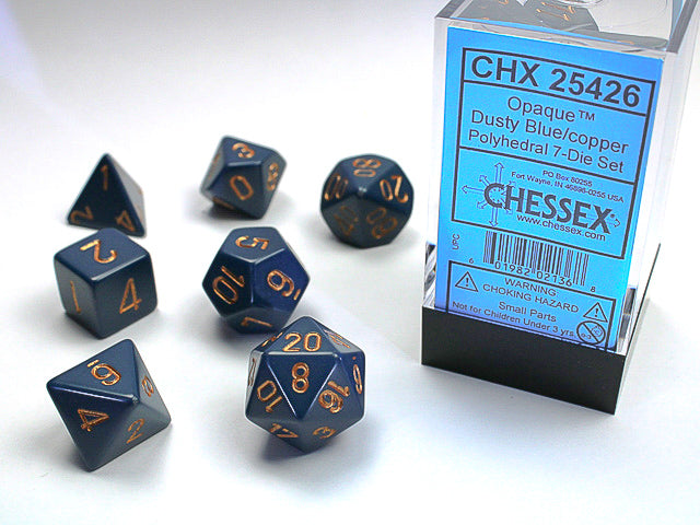 Opaque Dusty Blue/copper Polyhedral 7-Die Set CHX25426