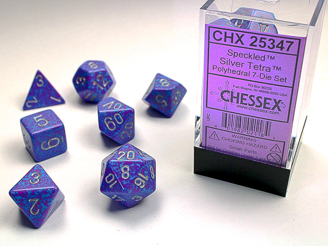 7 Speckled Silver Tetra Polyhedral Dice Set - CHX25347