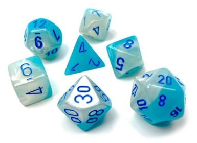 Gemini Pearl Turquoise-White/blue Polyhedral 7-Die Set - CHX26465