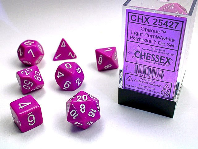 Opaque Light Purple/white Polyhedral 7-Die Set CHX25427
