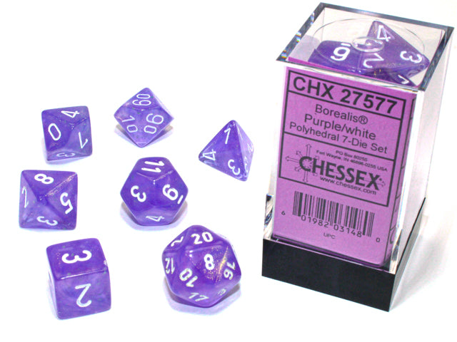7 Borealis Purple/white Polyhedral Set - CHX 27577