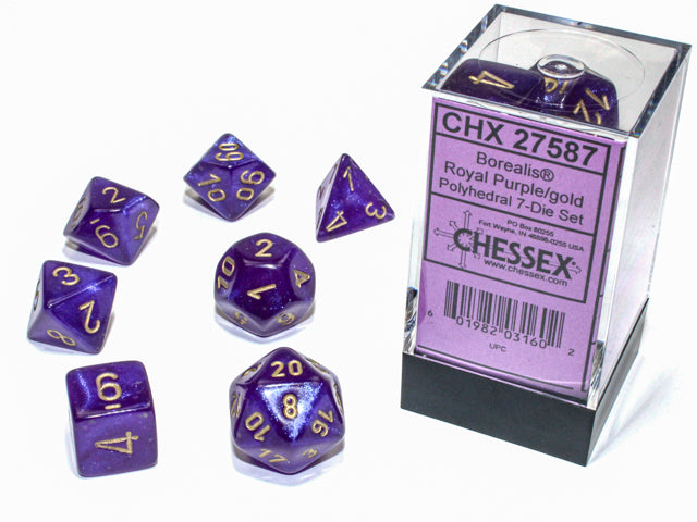 7 Borealis Royal Purple/gold Polyhedral Set - CHX 27587