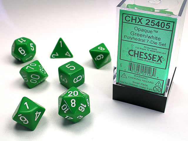 Opaque Green/white Polyhedral 7-Die Set CHX25405