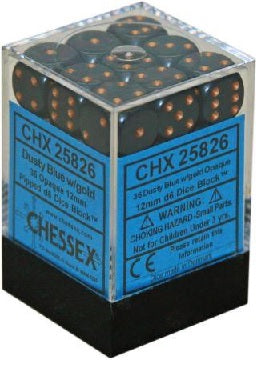 36 Opaque Dusty Blue/copper 12mm D6 Dice Block - CHX25826